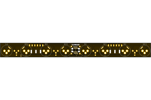 XLR Verbinderplatine 4in 4out für 1HE 12x D-Norm Rackblende mit RJ45 CatCore